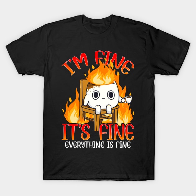 Marshmallow I'm Fine Meme Outdoor Men Kids Women Camping T-Shirt by KsuAnn